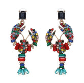 Lobster Navy, Red & Teal Crystal Lobster Shaped Earrings